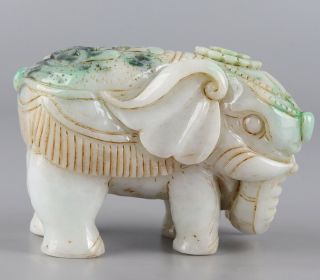 Chinese Exquisite Hand - Carved Elephant Carving Jadeite Jade Statue
