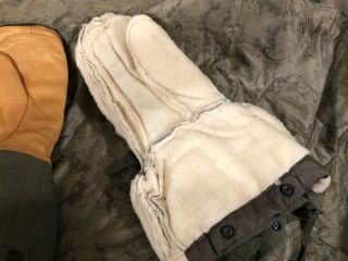 RARE M - 1949 Military Extreme Cold Weather Mittens Alpaca FUR w/Liners Med 5