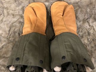 RARE M - 1949 Military Extreme Cold Weather Mittens Alpaca FUR w/Liners Med 9
