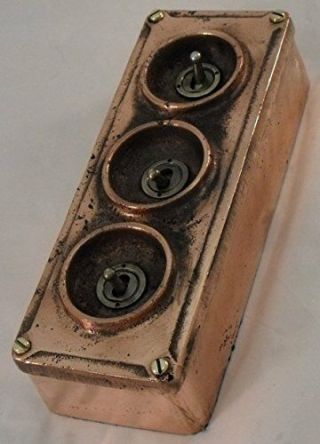 Copper Vintage Industrial 3 Gang Light Switch - Bs En Approved