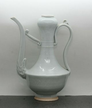 Antique Chinese Qing Bai 青白瓷 Incised Porcelain Drip Glaze Wine Pot C1910s