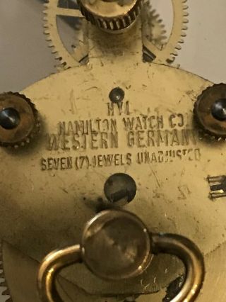 Hamilton Skeleton Clock 7 Jewels 8 Day Runs Well West Germany 12