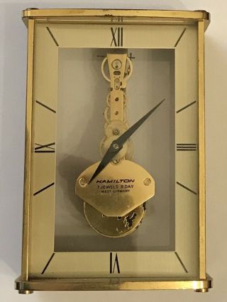 Hamilton Skeleton Clock 7 Jewels 8 Day Runs Well West Germany