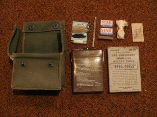 Wwii Us Army Aaf E - 17 Survival Kit Flask W/ Few Items,  Esm - 1,  Canvas Case