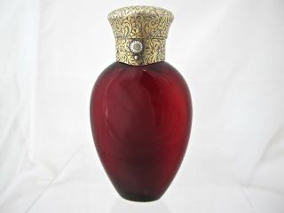 Victorian Silver - Gilt Mounted Cranberry Glass Scent Bottle