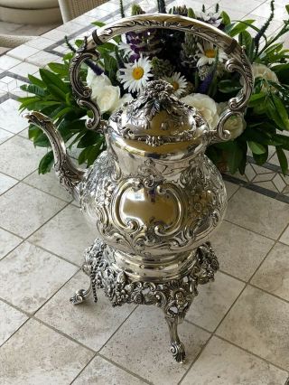 Fantastic Silver Sterling Antique English Tea Kettle With Stand