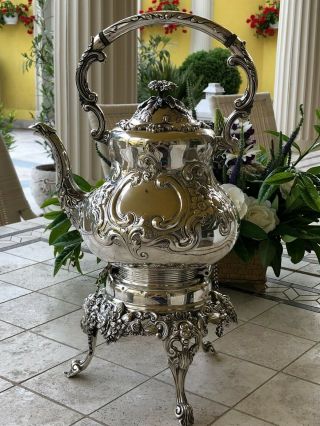 Fantastic Silver Sterling Antique English Tea Kettle With Stand 2