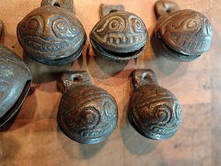 6 - Antique Asian Bronze Bells,  Hand Made,  All a Little Different 6