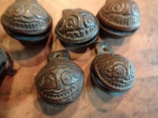 6 - Antique Asian Bronze Bells,  Hand Made,  All a Little Different 7