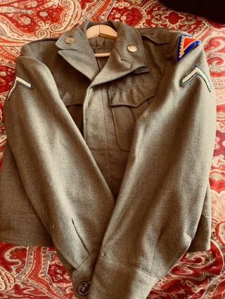 Vintage 1944 Ww2 Us Military Green Army Ike Wool Field Jacket Sz 36l With Pants