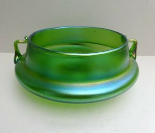 Antique Art Nouveau Bohemian Green Iridescent Glass Bowl - Kralik ?
