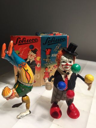 Tin Toys Germany,  Clown Circus,  1.  Schuco,  2.  Kohler,  Both 100 Very Well