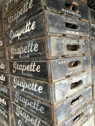 1 Very Rare Vintage 1940’s Grapette Wood Soda Pop Crate 30 Dividers 10