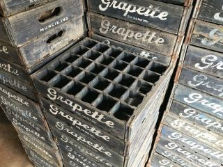 1 Very Rare Vintage 1940’s Grapette Wood Soda Pop Crate 30 Dividers 4
