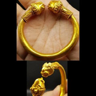 Roman Antique High Carat Gold Wonderful Bangle With 2 Lion Heads 31.  8 Gram 25