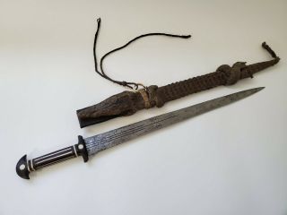 unique rare antique african sudanese short sword dagger baby crocodile sheath 2