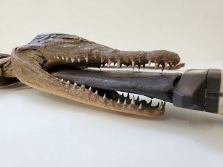 unique rare antique african sudanese short sword dagger baby crocodile sheath 5