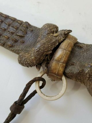 unique rare antique african sudanese short sword dagger baby crocodile sheath 7