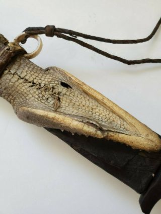 unique rare antique african sudanese short sword dagger baby crocodile sheath 8
