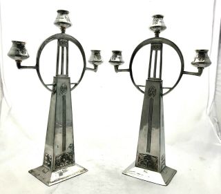 Very Large Wmf Art Nouveau Secessionist Pewter Candelabra 80/3