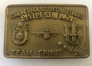Us Rok Korean Military Army Combined Special Forces Solid Brass Belt Buckle