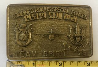US ROK Korean MILITARY ARMY COMBINED SPECIAL FORCES SOLID Brass BELT BUCKLE 5