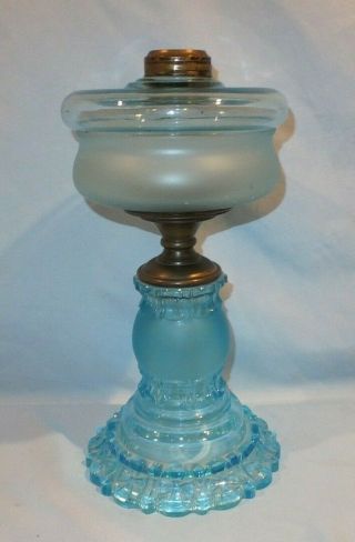 1880 Blue Apollo Table Oil Lamp
