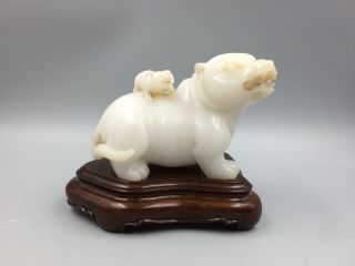 Chinese Large White Jade Bear Group 20th Century Possibly Vintage