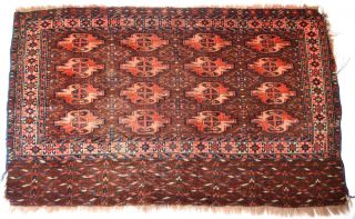 Antique Yomud Chuval Rug Bag Face Carpet Yomut Turkoman Turkmen Pile Juval