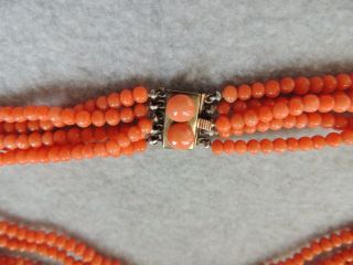 Antique 5 strand chinese pink coral necklace and bracelet 2