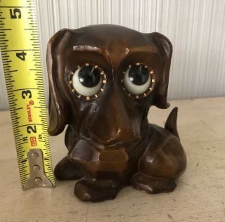 Vintage OSWALD ART DECO Wood ROLLING EYE Dog CLOCK DACHSHUND WEST GERMANY AS - IS 11