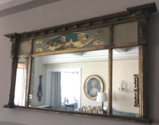 AMERICAN FEDERAL REVERSE PAINTED GILDED MANTEL MIRROR 3