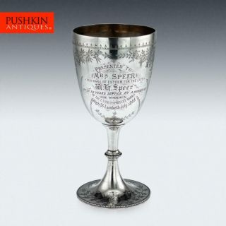 Antique 19thc Victorian Solid Silver Large Goblet,  London C.  1882