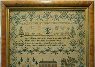 EARLY 19TH CENTURY HOUSE,  MOTIF & VERSE SAMPLER BY MARIA MILSUM - Feb 22nd 1823 2