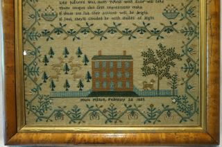 EARLY 19TH CENTURY HOUSE,  MOTIF & VERSE SAMPLER BY MARIA MILSUM - Feb 22nd 1823 3