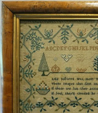 EARLY 19TH CENTURY HOUSE,  MOTIF & VERSE SAMPLER BY MARIA MILSUM - Feb 22nd 1823 4