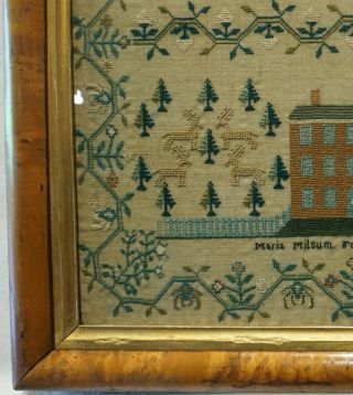 EARLY 19TH CENTURY HOUSE,  MOTIF & VERSE SAMPLER BY MARIA MILSUM - Feb 22nd 1823 6