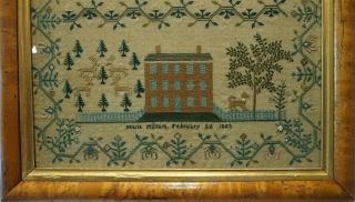 EARLY 19TH CENTURY HOUSE,  MOTIF & VERSE SAMPLER BY MARIA MILSUM - Feb 22nd 1823 8