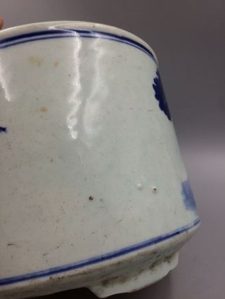 Chinese Antique Blue & White Brush Pot Planter or Vase Qing Jian Ding Wax Seal 10