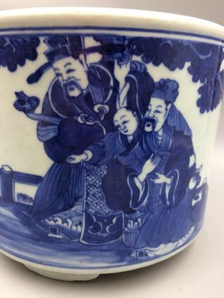 Chinese Antique Blue & White Brush Pot Planter or Vase Qing Jian Ding Wax Seal 11