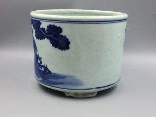 Chinese Antique Blue & White Brush Pot Planter or Vase Qing Jian Ding Wax Seal 2