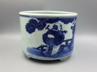 Chinese Antique Blue & White Brush Pot Planter or Vase Qing Jian Ding Wax Seal 4