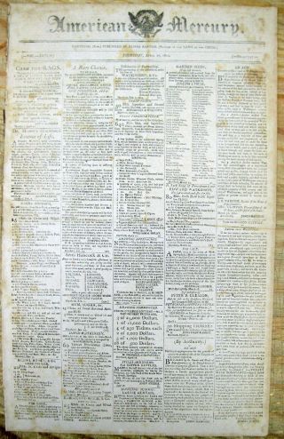 1810 Newspaper James Madison Signs Act To Test Torpedos Before War Of 1812