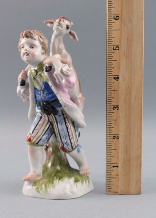 1920 Antique Early 20thc German Meissen Porcelain Figurine Boy Carrying Goat