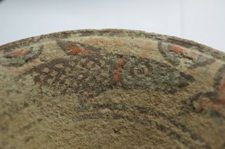3 FISH PAINTED ON AN ANCIENT INDUS VALLEY BOWL OR POT LID.  ca.  2000 B.  C,  INTACT 4