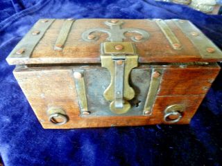 Antique Arts And Crafts Casket.  Wood,  Copper,  Brass And Steel.