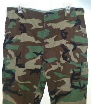 US Army ACU Ripstop Hot Weather Woodland Camo Pants Trousers Men ' s L Reg 3