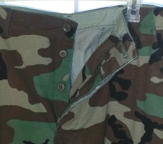 US Army ACU Ripstop Hot Weather Woodland Camo Pants Trousers Men ' s L Reg 4