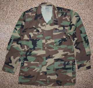 Usmc Marines Woodland Camo Field Combat Shirt Light Jacket Med Us Army Military