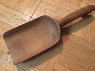 18th Century Pine Wood Grain/ Flour Scoop W Later Sm Drawing Of Rabbit ‘94 Date